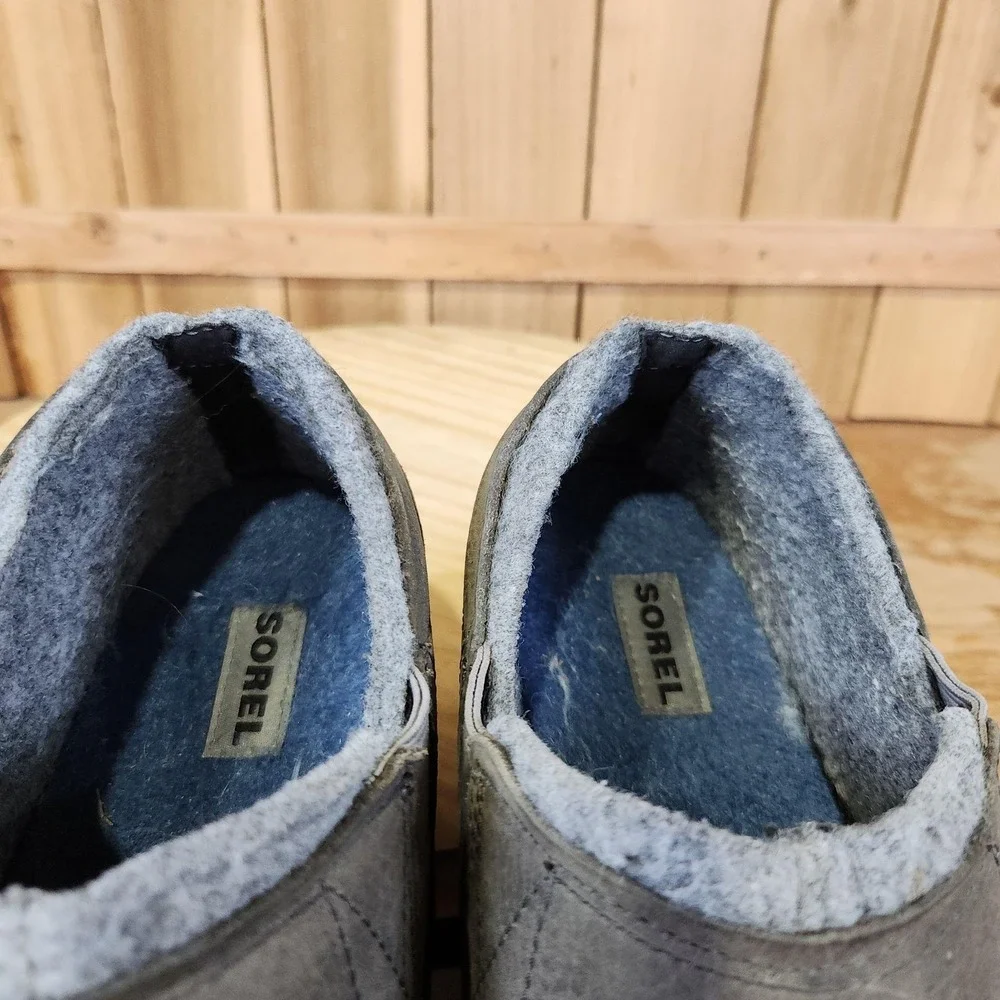 Sorel Fairbanks Slip On Shoes Mens 10.5 Gray Nubuck Waterproof Lined Winter